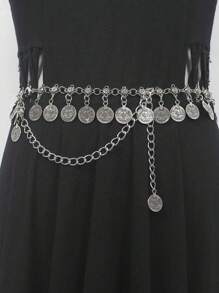 1pc Single Layer Metal Vintage Jingling Coin Waist Chain - Gold - View 7