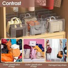1pc Plastic Clear Bag Storage Divider, Acrylic Closet Finishing Divider, Purse Handbag Storage Rack, Transparent Bag Organizer Stand