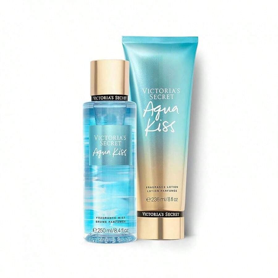 Victoria's Secret Bare Vanilla Mist & Lotion Set - Whipped Vanilla Soft Cashmere Scent Women Fragrance Body Spray & Hydrating Cream 2 Piece Gift Set - Nụ hôn nước - Xem 1