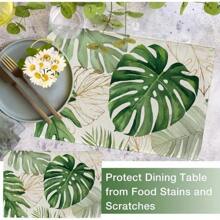 1/2/4/6/8 Piezas Salvamanteles de Hojas de Palma, Manteles de Mesa con Plantas Tropicales Monstera Verdes, Decoración de Cocina y Hogar Estilo Hawái