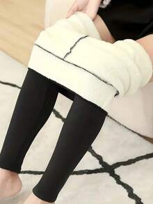 Thermal Fuzzy Leggings - Black - View 5
