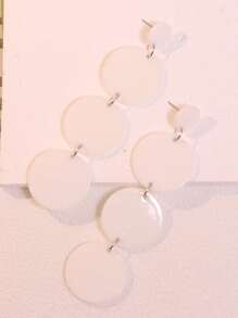 1 par de pendientes largos y llamativos de color bloque neón vintage circulares para mujeres