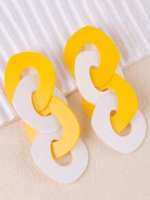 1 Cặp bông tai thiết kế phóng đại khối màu hình học cho phụ nữ - Đường khâu dài theo phong cách Châu Âu và Châu Mỹ, hình học màu tương phản - Xem 5