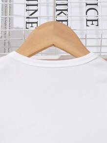 2pcs/Set Summer Girls Casual Cute Cartoon Printed Round Neck Short Sleeve T-Shirt And Denim Shorts Set - White - View 9