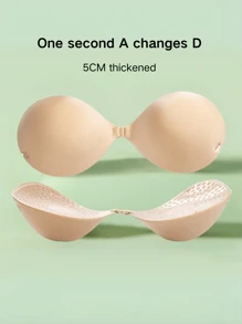 1 Cặp miếng đệm nâng ngực dày 5cm, Áo ngực nâng ngực vô hình bằng vải viscose dày, Áo ngực không dây hở lưng - Hoàn hảo cho ngực nhỏ - Màu be - Xem 2