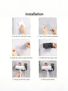 1 件壁挂式吹风机支架、储物架、免提吹风机挂架 - 浴室吹风机储物架 - 适合所有浴室类型 - 保持吹风机整洁且易于取用 - 送给房主的绝佳礼物