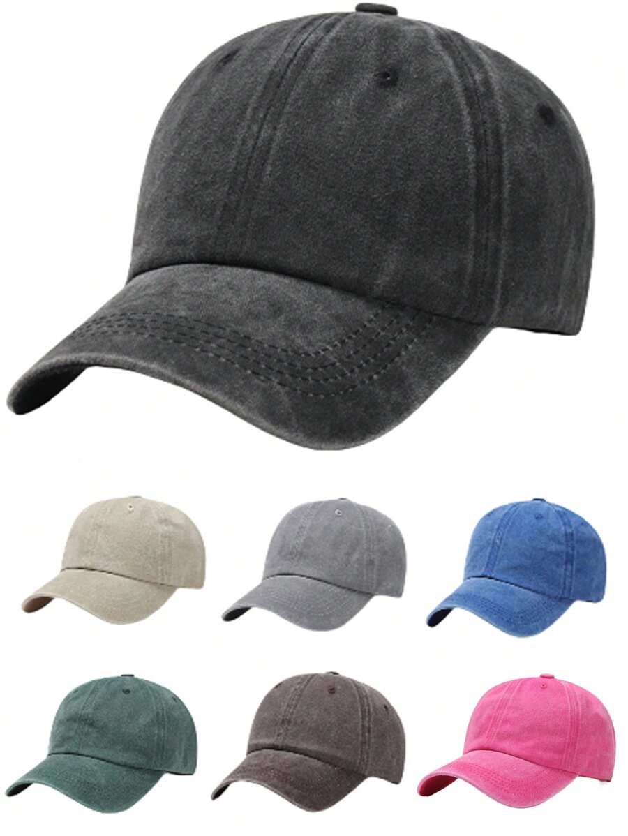 1 件女士纯色水洗棒球帽，适合春季、夏季、秋季户外活动