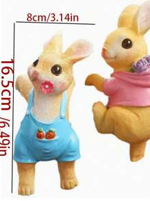 1pc Creative Hanging Rabbit Decoration, Cute Couple Rabbits Planter/Aquarium Decor Garden Ornament