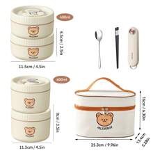 Portable 304 Stainless Steel Thermal Lunch Box With Cutlery&Lunch Bag, Cute Capybara Pattern Leak Proof Bento Box, Microwave Safe&Hot Water Heating, Insulated Anti Scalding Lunch Container, Reusable Fruit Salad Food Storage Container, Suitable For Student And Adult Use In School, Office, Outdoor Camping, Picnic, Travel