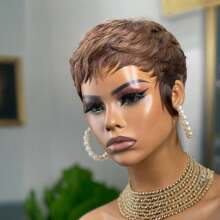 Short Wigs For Black Women, Real Hair Pixie Short Wigs, Brown, Black, Multi-Color Short Layered Wigs, Christmas & Daily Fashion Layered Short Wigs With Bangs - Multicolor - View 15