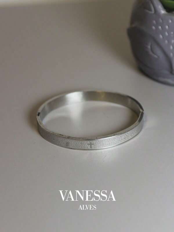 Pulseira pai nosso Aço inoxidável Dourado preto e Prata com Fecho Verniz