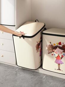 1 Piece, Portrait Pattern Printed Large Capacity Storage Bag, Wardrobe Organizing Storage Bag, Foldable Clothing Storage Box, With Sturdy Zipper Clothing Storage Container, Suitable For Clothing, Blankets, Quilts, Etc - Multicolor - View 6