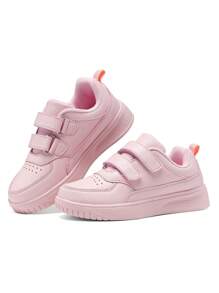 1 双儿童钩环低帮滑板鞋，女孩校园休闲运动鞋 - 粉色 - 查看 2