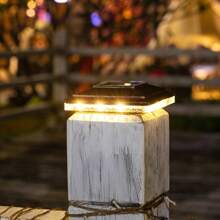 HUYIENO Solar Post Cap Lights,Outdoor Deck Fence Post Lights,Powerful Lithium Battery 20Lumens Two Light Modes Warm White/Bright White Suitable For 4x4 5x5 Wooden Posts,4x4 Viny Posts