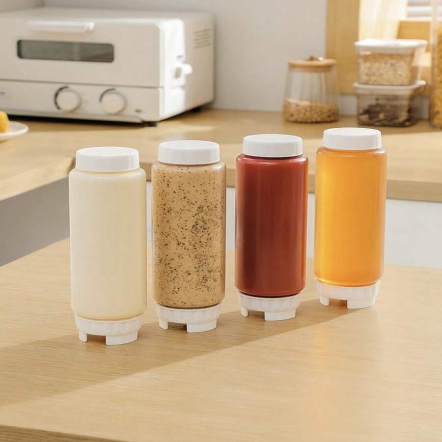 Kit 6 Bisnaga Invertidas P/ Molhos Restaurante Buffets 590ml - Branco - Visão 1