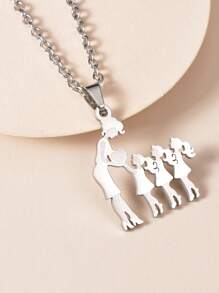 1 chiếc vòng cổ mặt dây chuyền hoạt hình bằng thép không gỉ thời trang, vòng cổ thanh lịch cho phụ nữ, quà tặng cho Ngày của Mẹ, Ngày Lễ Tạ ơn, trang phục hàng ngày - Bạc - Xem 20