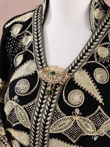 1pc Arabic Style Golden Metal Rhinestone-Encrusted Pendant, Suitable For Scarf, Wedding, Party, Mother's Day Gift - Corsage Scarf Button - View 5