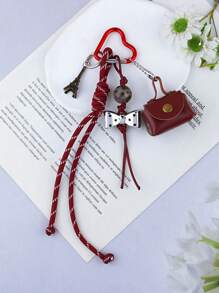 1pc Women's New Mini Handbag Style Eiffel Tower & Bow Decor Keychain Charm, Versatile Bag/Phone Accessory - Bag Keychain - View 10