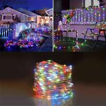 Guirnalda de luces LED 10m 100LED, luces de hadas alimentadas por pilas AA, luces de cadena de hadas impermeables de alambre de plata y cobre para bricolaje, boda, dormitorio, fiesta, decoración de flores, decoración de cumpleaños, decoración de campus, decoración de vacaciones, decoración de jardín de patios, etc.