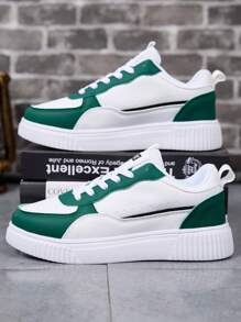 Casual Shoes, Solid Color Low-Top Lace-Up, Comfortable EVA Sole, School Style Daily Running Shoes, All Season