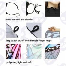 3 Pieces Per Set. Women's Butterfly Wing Shawl + Hair Hoop + Face Mask, A Halloween Costume Accessory Set. Festival Costume Accessories Including A Butterfly-Patterned Cape, An Antenna Headband, And A Lace Hollow-Out Mask. Suitable For Adult Butterfly Wing Costumes With Headpieces And Face Decorations For Christmas Parties. It Can Also Serve As A Birthday Gift, And Is Applicable For Parties, Cosplay, Stage Performances, Etc. - Purple - View 6