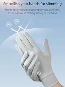 1 Pair Of Women's Ice Silk Sunscreen Gloves Girls Summer UV Sunscreen Wear Ice Clamshell Non-Slip Touch Screen Color Matching Fashion Gloves Suitable For Cycling And Driving Outdoor Leisure - Multicolor - View 8