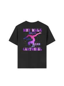 Girls' Casual Printed Round Neck Short Sleeve T-Shirt - A Style Full Of Dance And Artistic Atmosphere, Inspiring Imagination And Self-Expression! Children's Clothing, Girls' Graphic Tee, Summer Top, Teen Fashion - Black - View 1