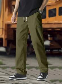 Men's Lightweight Loose Casual Sweatpants, Outdoor Sports Running Workout Fitness Jogger Sweatpants With Drawstring, Spring/Summer - Army Green - View 3