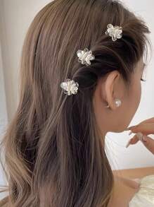 6pcs Transparent Floral Hair Clips, Fashionable Bangs Side Hair Clips, Delicate Hair Accessories