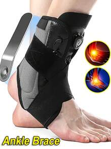 Drop Foot Ankle Brace Support Stabilizer Guard Compression Sleeve Sports Protect Ankle Wrap Knob Adjustable Aluminum Plate - Black - View 1