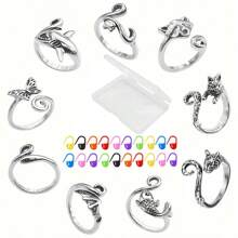 9pcs Adjustable Crochet Stitch Markers Set, Animal & Plant Crochet Locking Stitch Markers Tools, Crochet Ring For Yarn Guide, Finger Protector For Knitting And Crocheting, Women Knitting And Crochet Accessories (Random Color Plastic Stitch Markers)