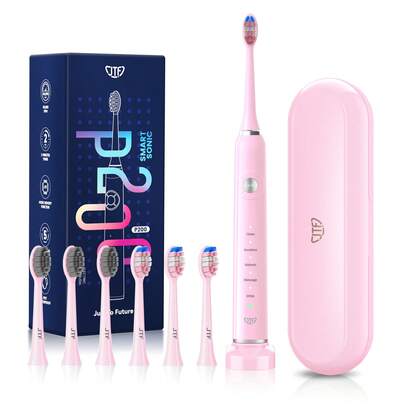 JTF  Electric Toothbrush For Adults - Teeth Whitening Toothbrush With 6 Brush Heads And A Travel Case, Fast Charging For 60 Days Use Waterproof Toothbrushes