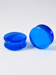 1Pair Transparent Blue Glass Solid Ear Plug No Thread Ear Expander Strencher Ear Gauges Tunnel Body Piercing Jewelry For Male&Female Daily Wearing 6-30mm - Blue - View 10