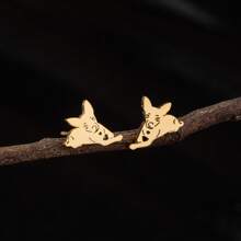 1 par de aretes tipo punk para hombres/mujeres de acero inoxidable con diseño de cachorrito, accesorios de anime de dibujos animados, accesorios de joyería de moda para mujer