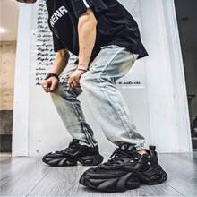 Men's Stylish White Sneakers - 2025 New Breathable, Cushioned For Comfort, Versatile For Business & Outdoor Activities - Black - View 3