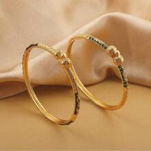1pc Copper Minimalist Luxury Elegant Cuff Bracelet, Women Gift - Multicolor - View 5
