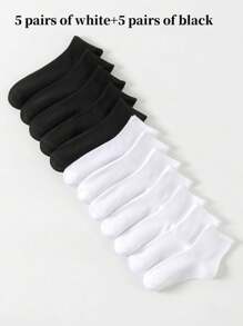 5 paia/10 paia/20 paia Calze invernali da donna spesse nere e bianche, alla moda, casual, confortevoli, traspiranti, anti-odore, adatte per sport all'aperto, corsa, fitness, calze a compressione fino al ginocchio, calze alte nere e bianche adatte per affari e vacanze rilassanti