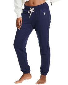 Pantalones de chándal jogger para mujer de U.S. Polo Assn., pantalones de estar en casa de felpa francesa - Marina de guerra - Ver 1