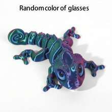 1 pieza/Set de 3 piezas Modelo de camaleón arcoíris degradado impreso en 3D con ojos realistas - Regalo perfecto para amigos y familiares - Decoración de escritorio artística - Miembros flexibles - Apto para fiestas y exhibición al aire libre - Decoración de pecera, ideal para regalos de Navidad y San Valentín (Color de ojos aleatorio) - Multicolor - Ver 11
