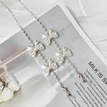 1pc Butterfly Decor Elegant & Cute ABS Plastic Eyeglasses Chain For Women, All Season Versatile - White - View 3