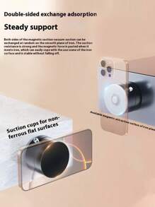Creative New Vacuum Super Strong Adsorption Mini Phone Stand, ABS Material Foldable Storage Waterproof Anti-Shake Slouchy Phone Holder, Suitable For Various Scenarios Like Home, Car, Kitchen For Any Phone Model Compatible With IPhone, Android Phone, Gift For Birthday, Family, Friends Magnetic, Car Accessories, Car Phone Holder