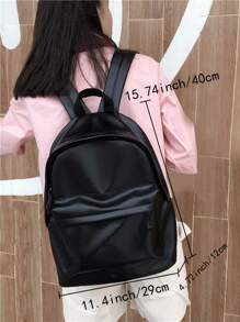 Black Backpack, Waterproof & Portable, Suitable For Travel, Work, Gym, Outdoor, Casual Nylon Design, Fit For Students, Men, College Students, Teenagers, High School, University Essential - Black - View 2