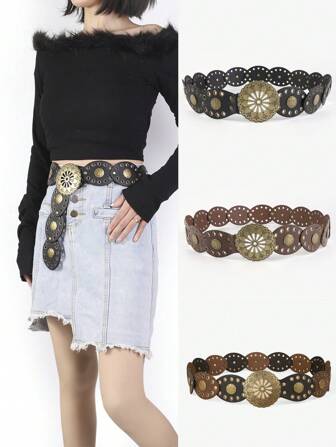 1 件复古 PU 皮革腰带，可调节肩带，适合牛仔裤、连衣裙、所有季节秋季、万圣节