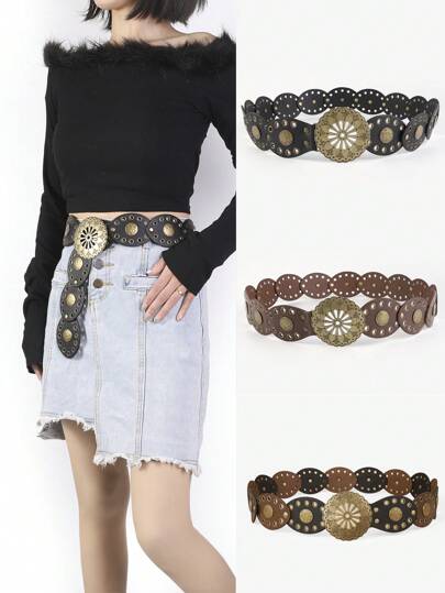 1 pièce Ceinture de taille en PU vintage, sangle réglable convenant pour les jeans, les robes, toutes les saisons, automne, Halloween