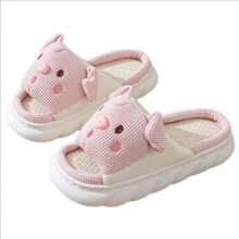 Zapatillas de casa rosas con forma de cerdo de dibujos animados para primavera, verano y otono - Rosa Pálido - Ver 3