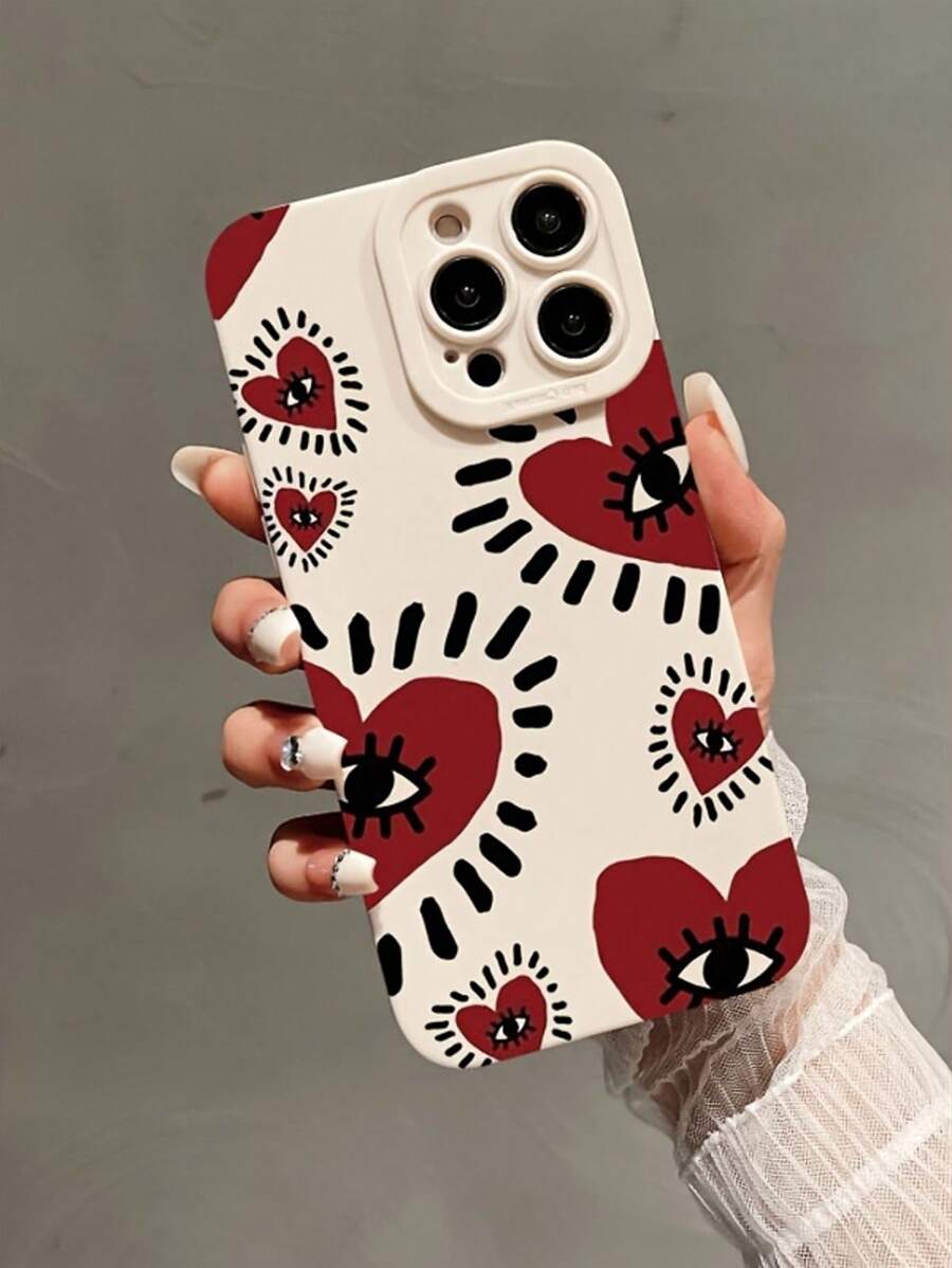 心形大眼睛手机壳适用于 iPhone 14 Pro、16/15 Pro Max、iPhone 13 Pro Max、14、12 Pro、11 Pro、Xs、Xr、Xs Max、7 和 8 Plus，全新保护壳 - 彩色 - 查看 1