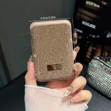 Support de carte de crédit en cristal scintillant avec support magnétique compatible avec iPhone 12/13/14/15/16 Pro Max. Accessoire pour femmes. Mini portefeuille, Portefeuille porte-cartes, Portefeuille Magsafe