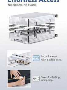 20 英寸铝制框架手提箱，ABC 硬壳行李箱，带万向轮和 TSA 锁，铝制（ABC+铝制）手提行李箱，带万向轮，适用于旅行、上学、露营、驾驶，送给女士/男士的礼物 - 防水、防盗、复古行李箱、静音万向轮拉杆箱、男士旅行包 - 简约、多功能、高级 - 玫瑰金 - 查看 8