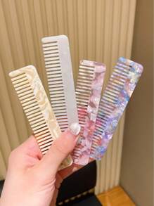 1 pieza Accesorio para el cabello, versátil y sencillo, varios colores, peine mediano, fácil de llevar y colocar en el bolso, para damas - Multicolor - Ver 3