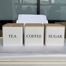 1 Set Of 3 Rectangular Bamboo Lid Tin Cans, Simple Ins European Style, Airtight Metal Container For Coffee, Candy, Tea Storage With Label, Easy Round Kitchen Canister Set - Multicolor - View 14